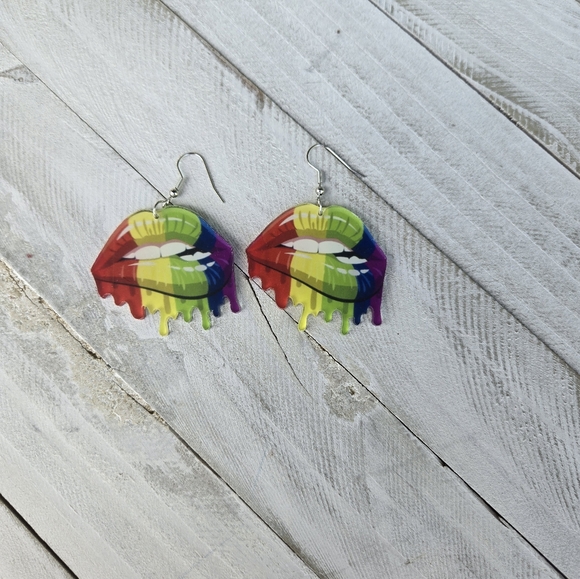 Rainbow Earrings, LGBT Earrings, Statement Earrings, Jewelry, Gay Earrings - Picture 3 of 3